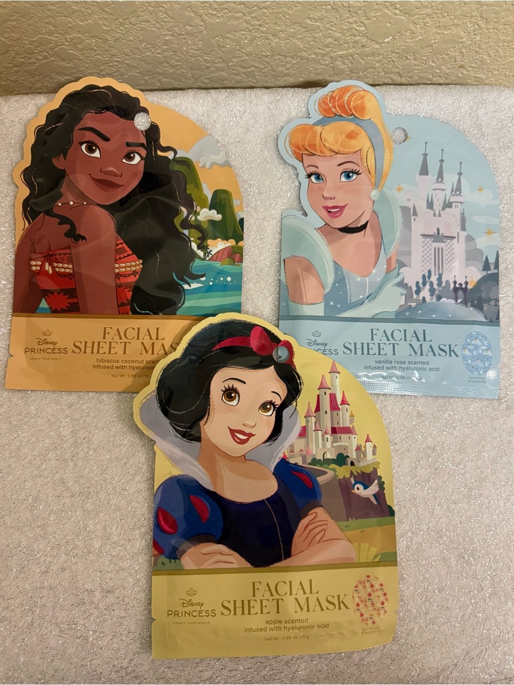 Disney Princess Facial Sheet Masks - Moana, Cinderella & Snow White